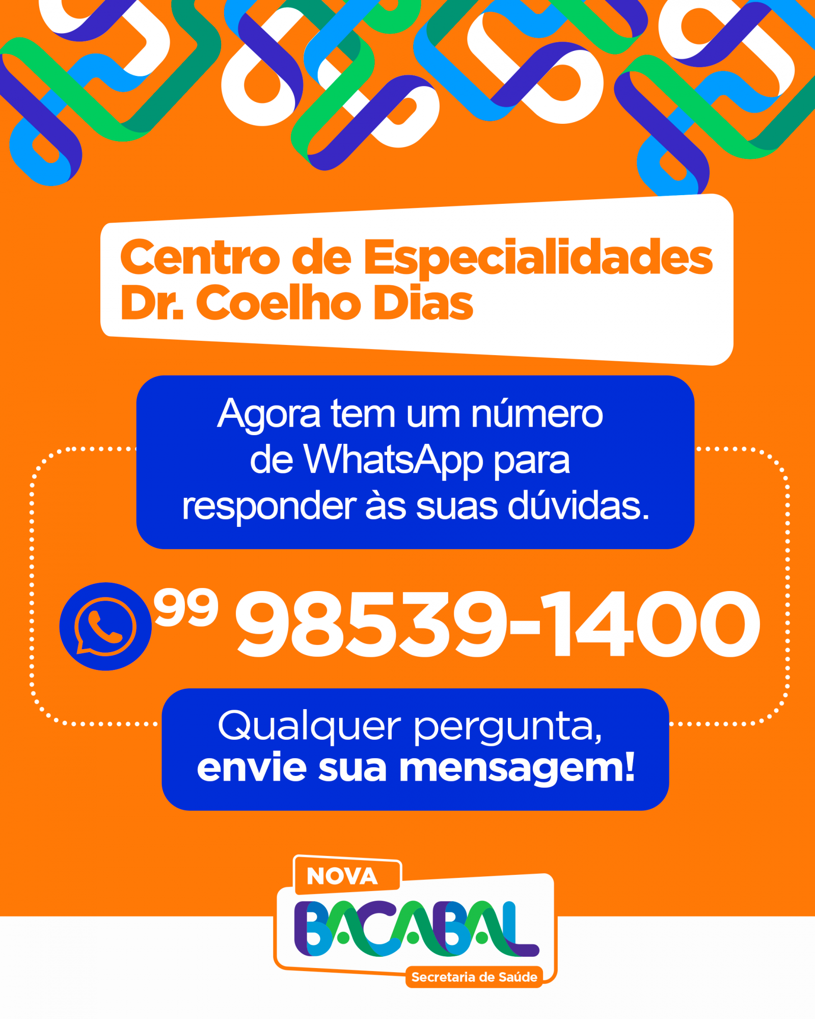 Centro de Especialidades Dr. Coelho Dias de Bacabal conta agora com central de atendimento via WhatsApp